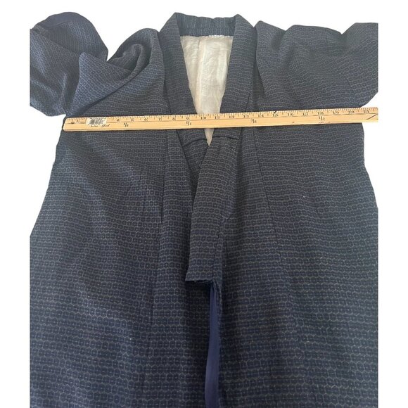 Vintage Silk Kimono blue, grey, black, - Picture 4 of 6